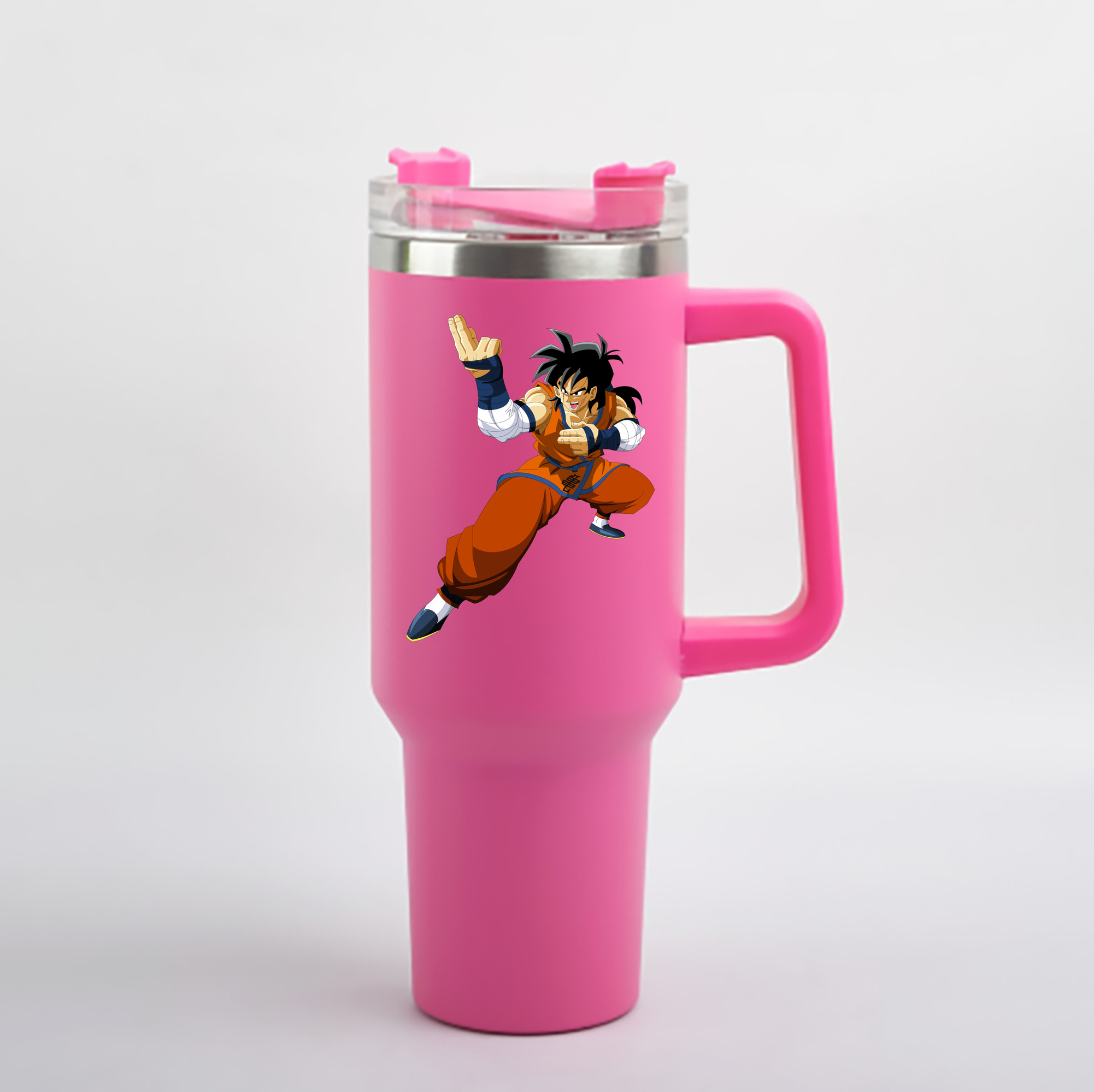 （画像用） ドラゴンボール ヤムチャ DRAGON BALL Yamcha 1200mL車用タンブラー - クリスタルステッカー（プラスチックストロー付き）